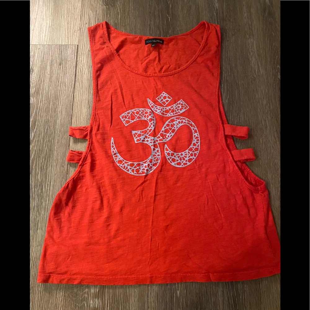 OM Red/Baby Blue Tank, YOGAGLYPHS SIze Medium